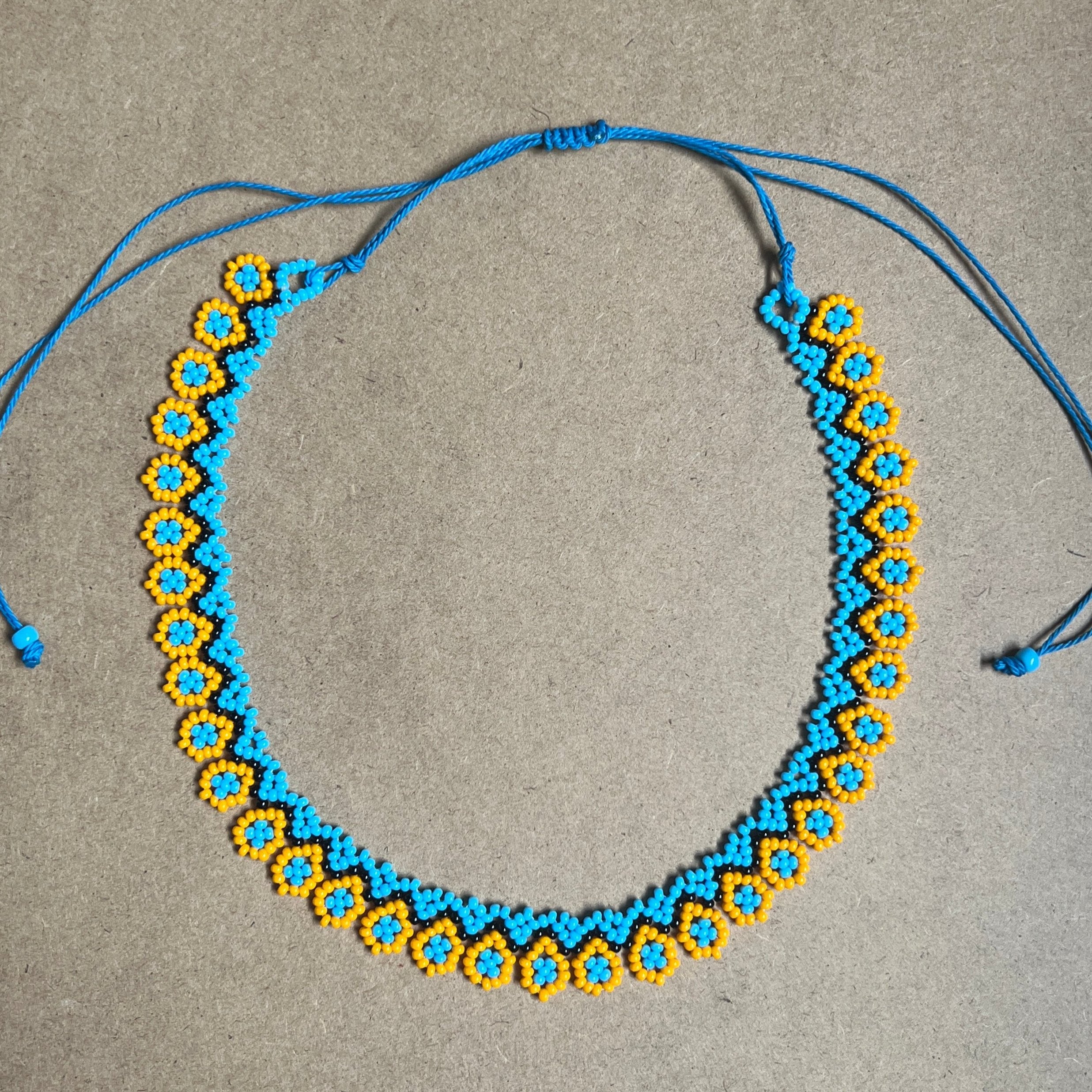 ARCHIVE/SAMPLE | FLOWER CHOKER #40 | TURQUOISE & YELLOW