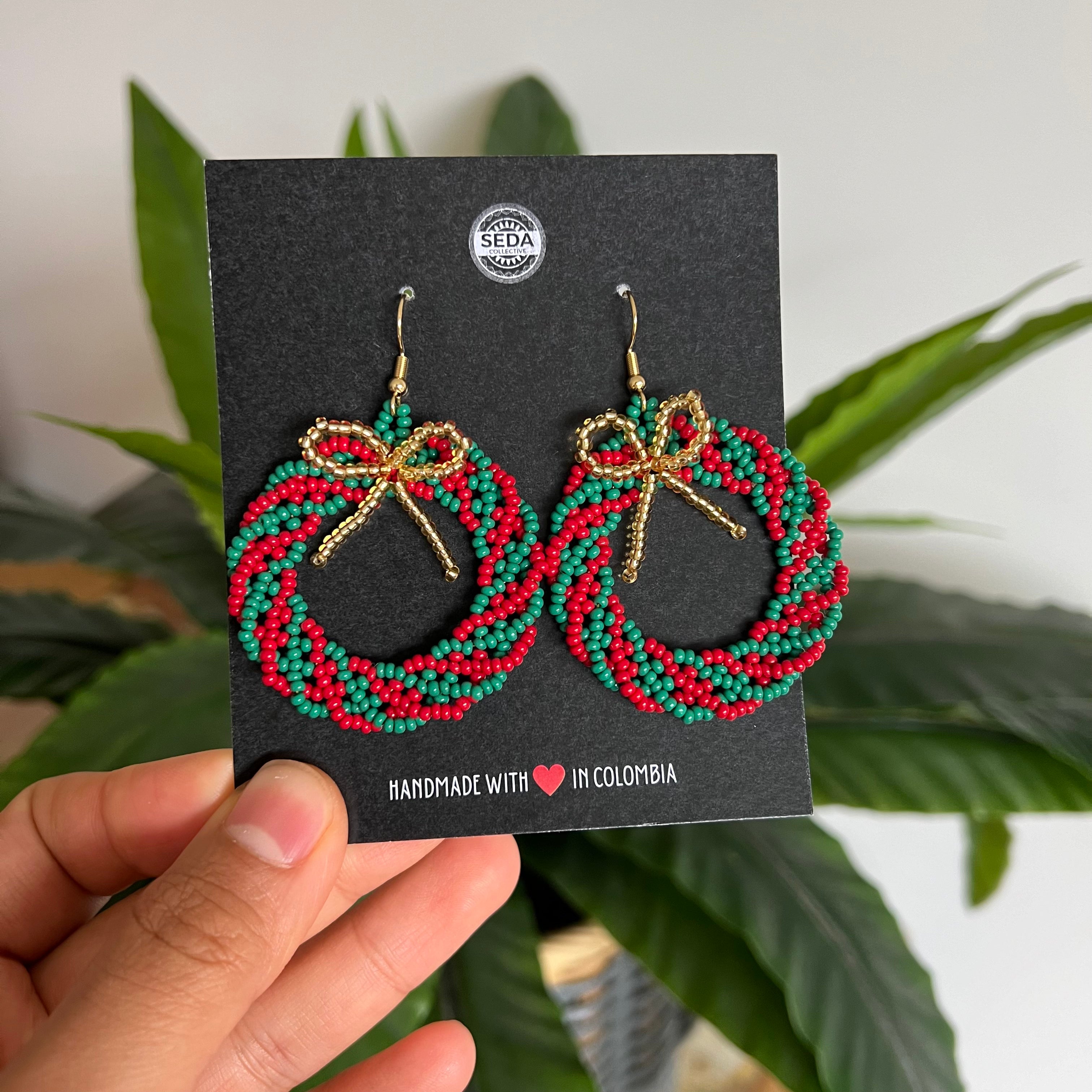 CHRISTMAS WREATH EARRINGS | MATTE