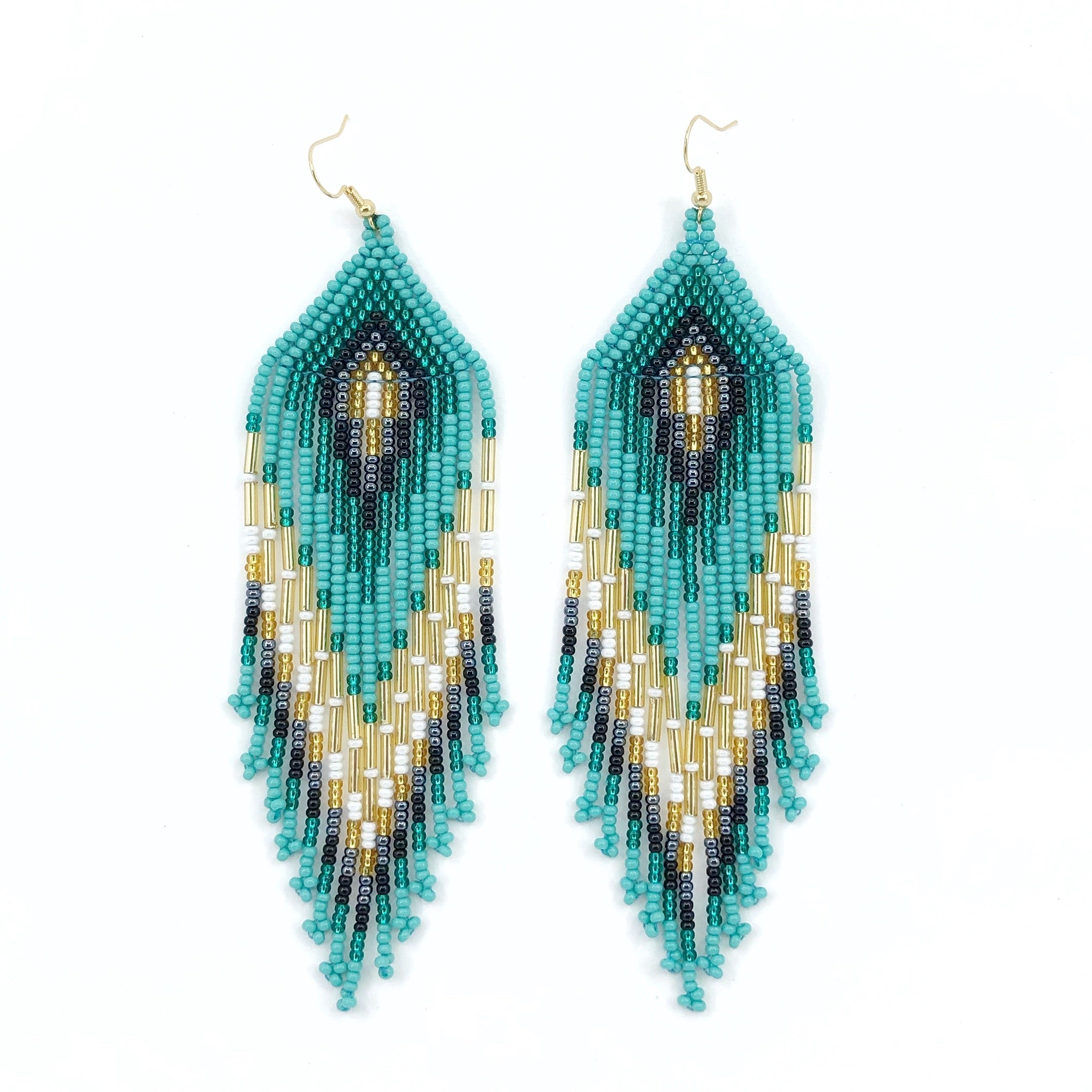 Turquoise seed bead deals earrings